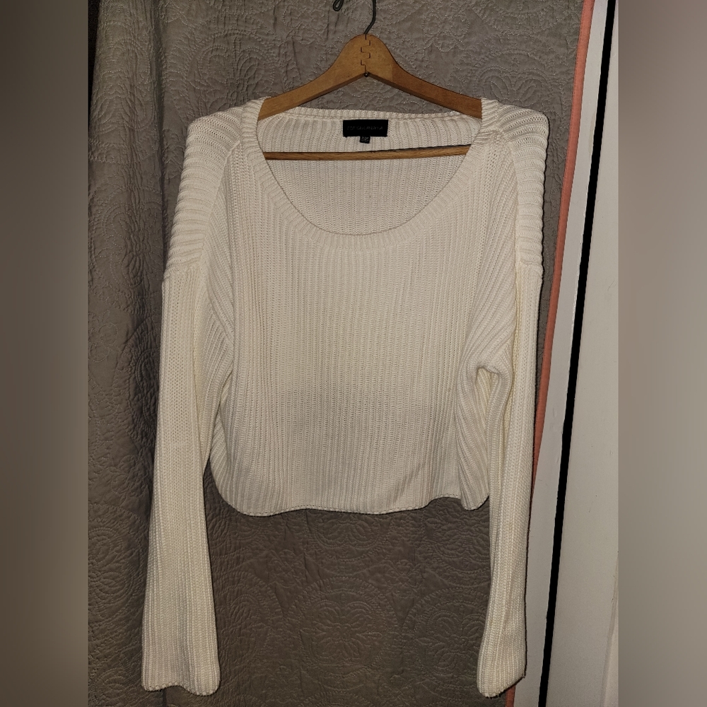 Cotton Candy LA Baby White Boat Neck Ribbed & Cropped Sweater Size S